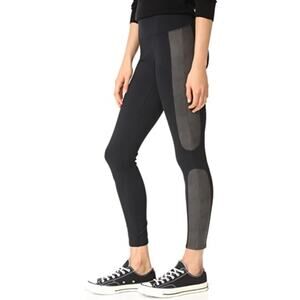 Spanx Black Faux Leather Panel Ponte Leggings XL
